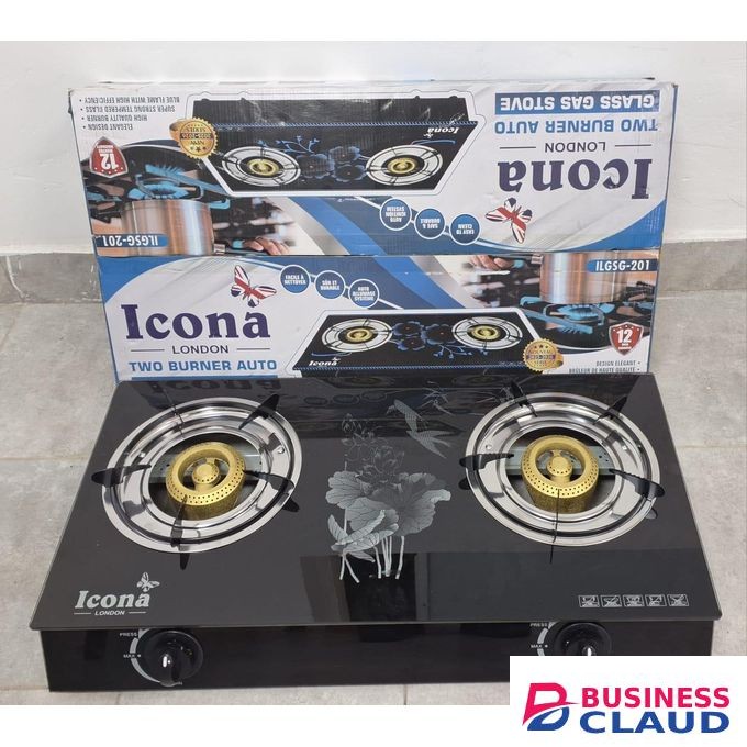 Icona London 2 burner gas stove glass top cooker