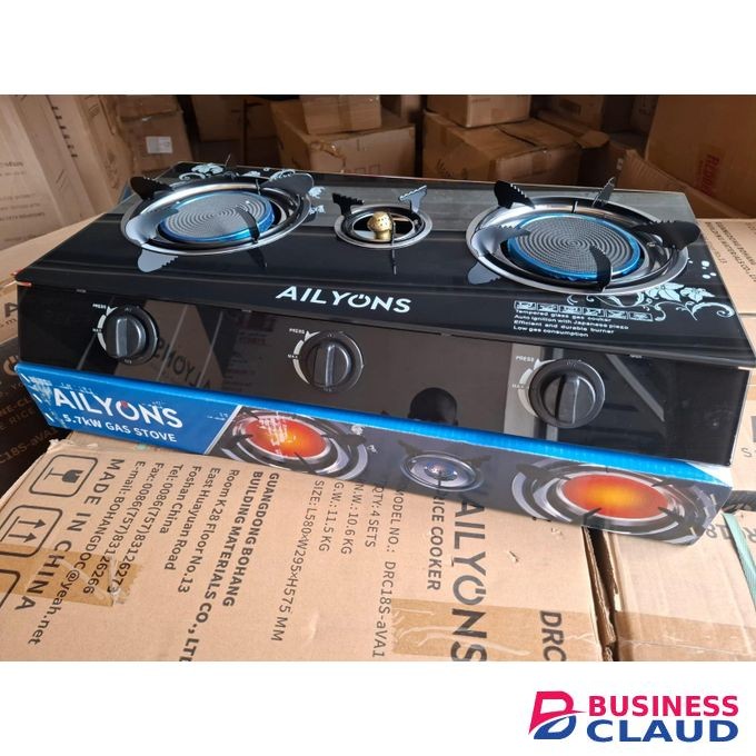 AILYONS 3 Burner Infrared Cooker with Auto Ignition, Efficient Durable Burners, Low Gas Consumption, Safe and Easy to Use Kitchen Gas Stove for Home Cooking
