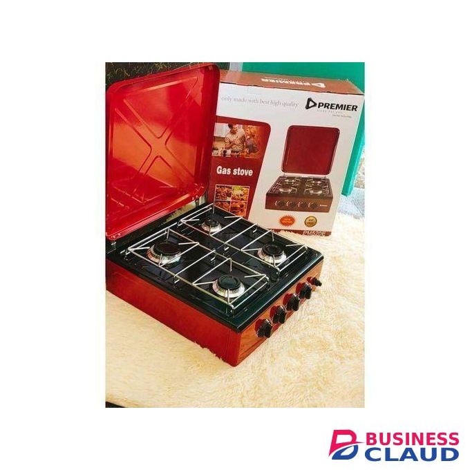 Premier 4 Burner Table Top Gas Stove, Free 1.5M Gas Pipe + 6KG Regulator