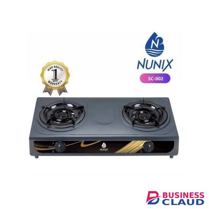 Nunix Two Burner Tabletop Gas Cooker Black Double Burner Stove