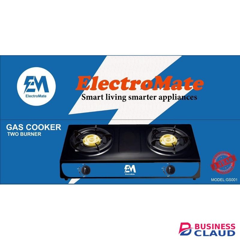 ElectroMate Two Burner Steel Gas Stove High Efficiency Durable Cooking Appliance Compact Design Easy Cleaning Safe Reliable Kitchen Essential
