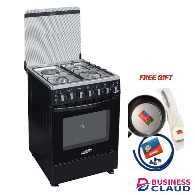 Ecomax LX-880, 3 Gas + 1 Electric 60*60 Freestanding Gas Cooker - Black
