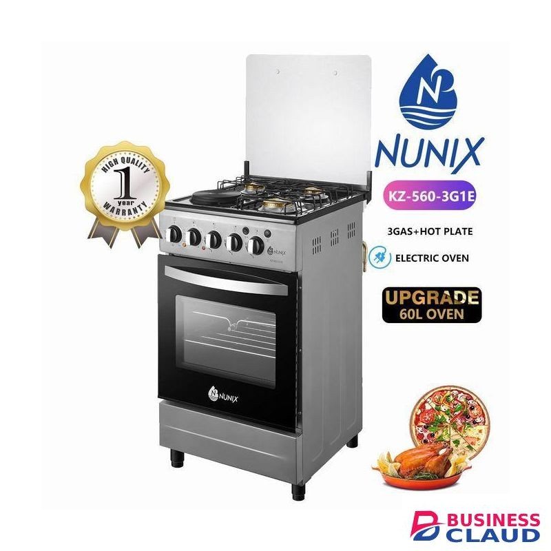 Nunix 50×55cm 3G+1E freestanding cooker with electricoven