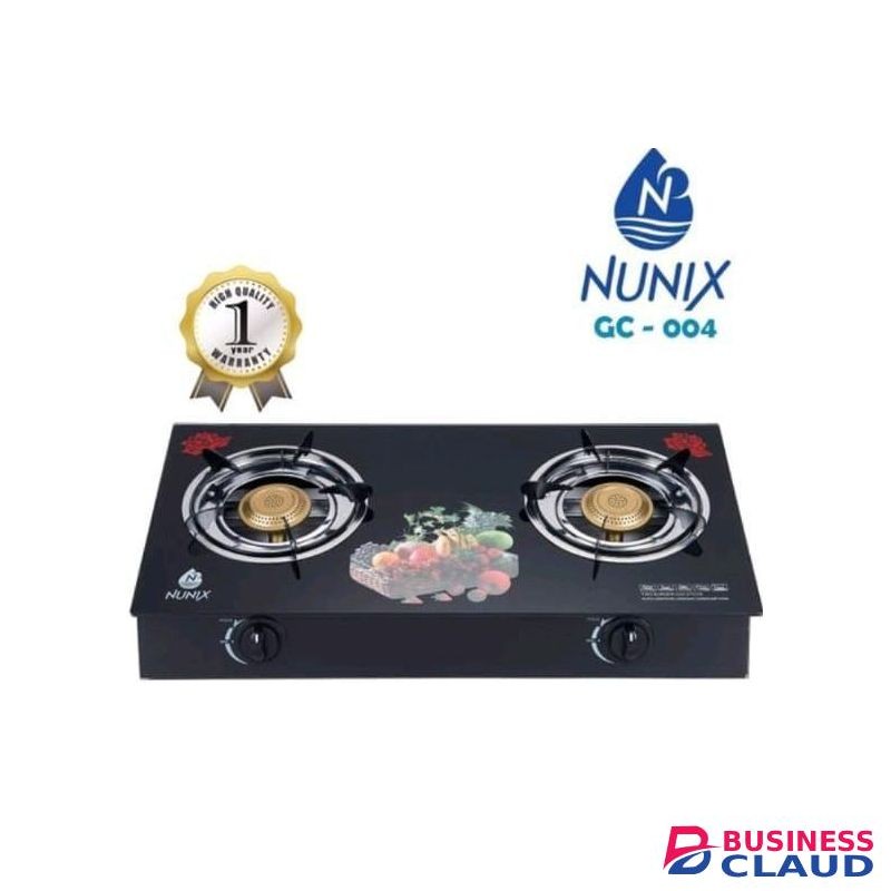 Nunix GC-004 Tampered Glass Top Cooker with Single Burner Gas Stove for Fast Cooking Energy Saving Portable and Easy to Clean Ideal for Modern Kitchen Home and Outdoor Use