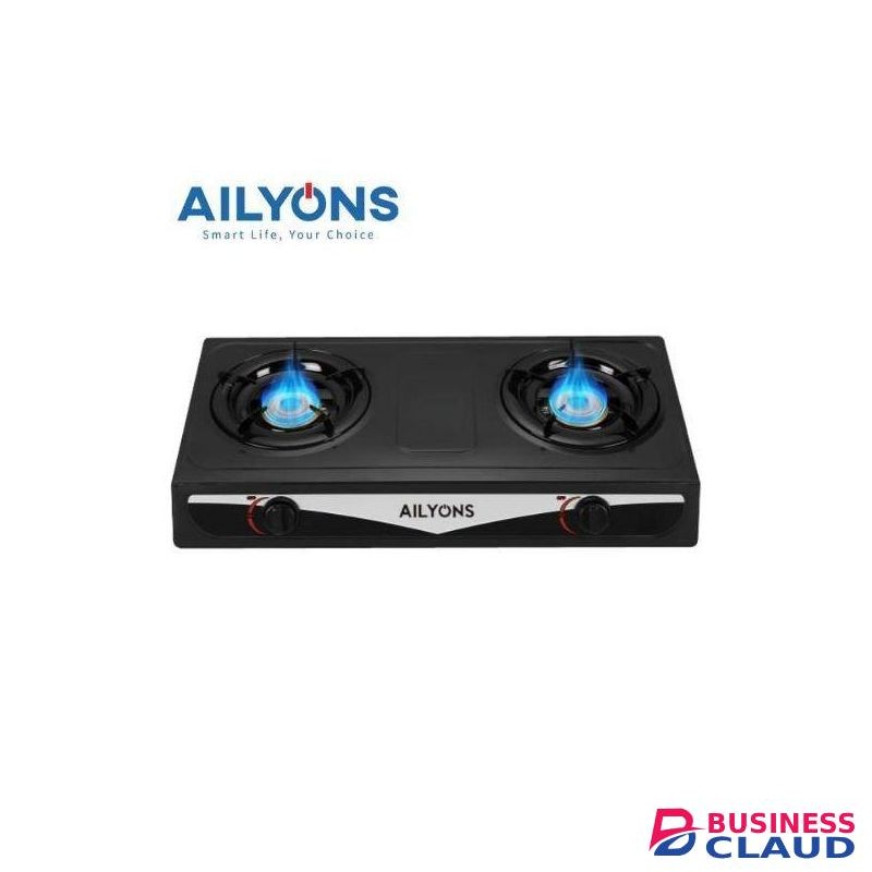 AILYONS Stainless Steel Double Burner Gas Cooker Table Top Gas Stove - Black