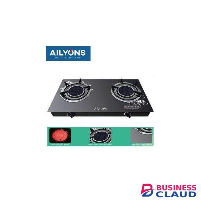 AILYONS Burner Glass Top Gas Cooker & Infrared Double Burner-Black -recommended