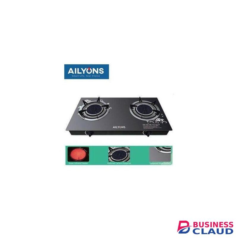 AILYONS Burner Glass Top Gas Cooker & Infrared Double Burner-Black -recommended