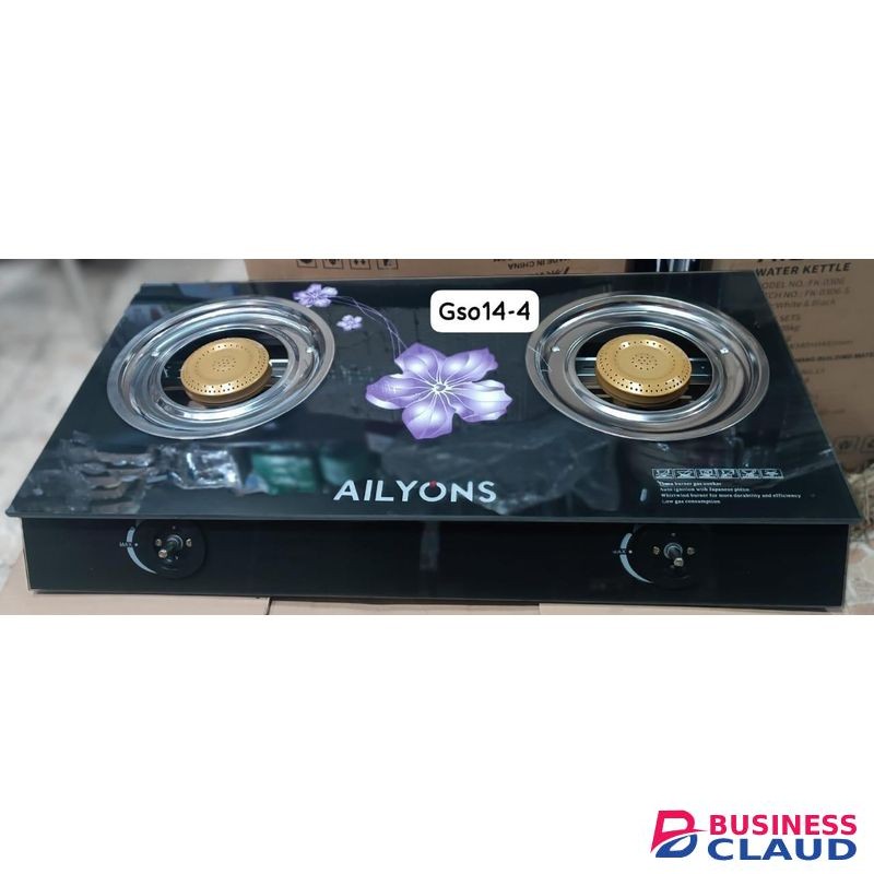 AILYONS Double Burner Glass Top Gas Cooker with Auto Ignition