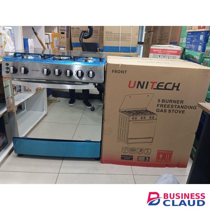 Unitech 60×80 5 Burner Freestanding Full Gas Cooker