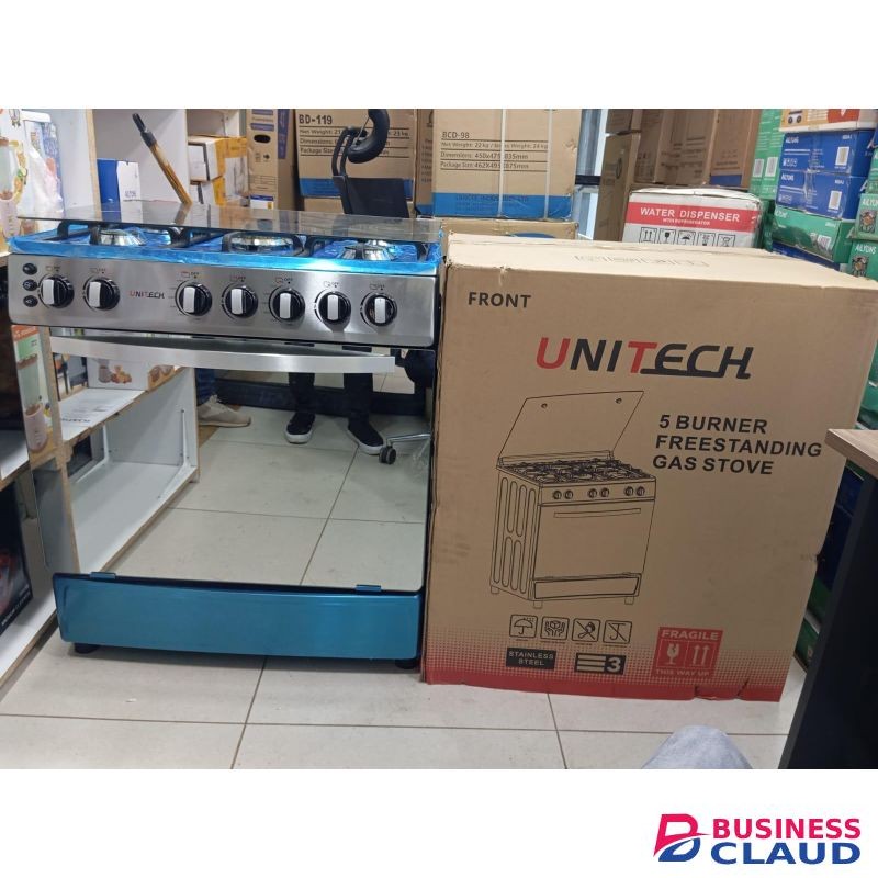 Unitech 60×80 5 Burner Freestanding Full Gas Cooker