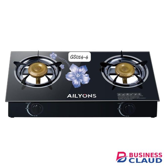 AILYONS GS014-4, 2 burner glass top gas cooker