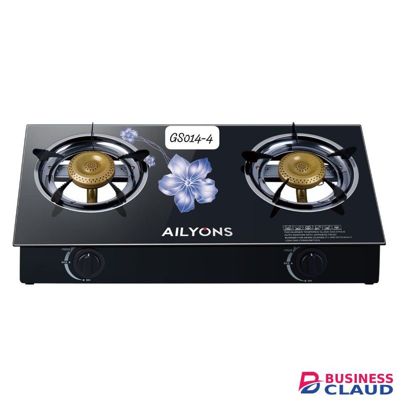 AILYONS GS014-4, 2 burner glass top gas cooker