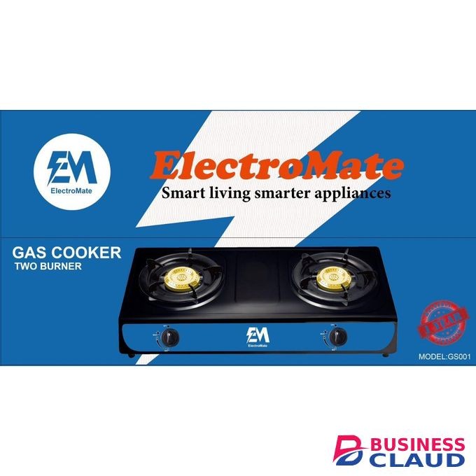 EM Electromate GS001 Two-Burner Stainless Steel Tabletop Gas Cooker with Auto Ignition