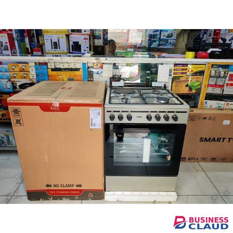 Von Cooker 60cmX60cm 3 Gas + 1 Electric RAPID plate, Jet Valve burner with Flame Failure Safety, Rottessarie, 5 Function Electric Oven with TURBO FAN.*Model: VCF663151FSY INOX GREY