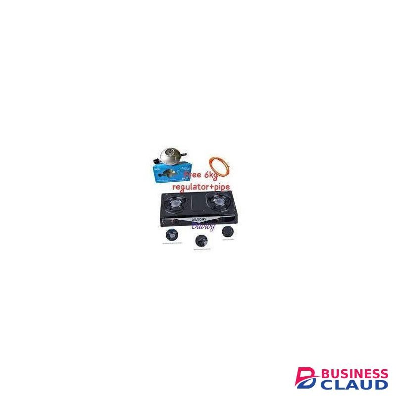 AILYONS Stainless Steel 2 Burner Gas Cooker Plus 6kg Regulator And Pipe