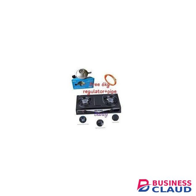 AILYONS Stainless Steel 2 Burner Gas Cooker Plus 6kg Regulator And Pipe