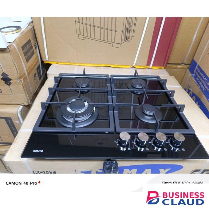 Bolesi Built In Gas Stove 4 Gas Burner, Glass Top, FFD device, auto ignition