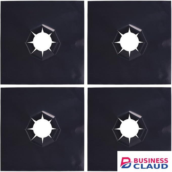 Non-Stick Gas Range Protectors - Reusable Gas Stove Burner Cover Protector Liner Clean Mat Pad - 8 pieces (black)