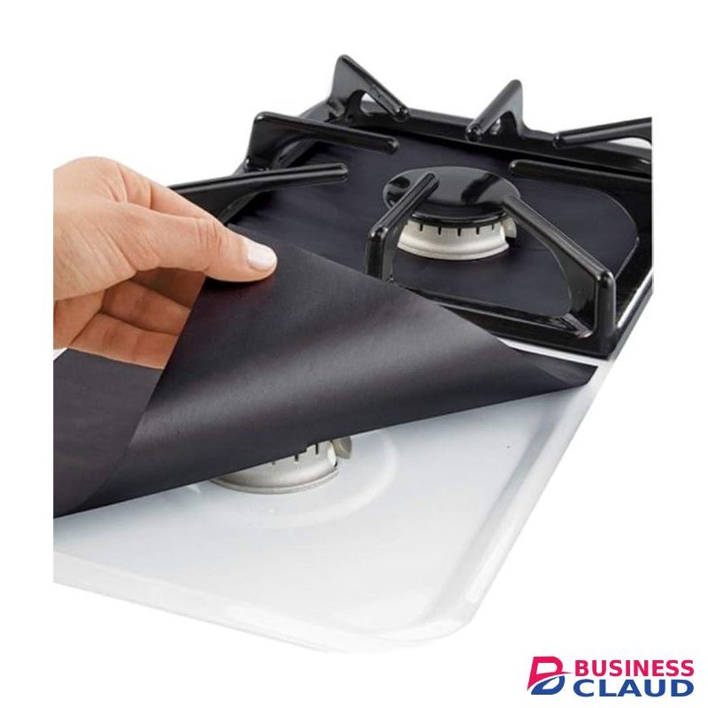 Non-Stick Gas Range Protectors - Reusable Gas Stove Burner Cover Protector Liner Clean Mat Pad - 8 pieces (black)