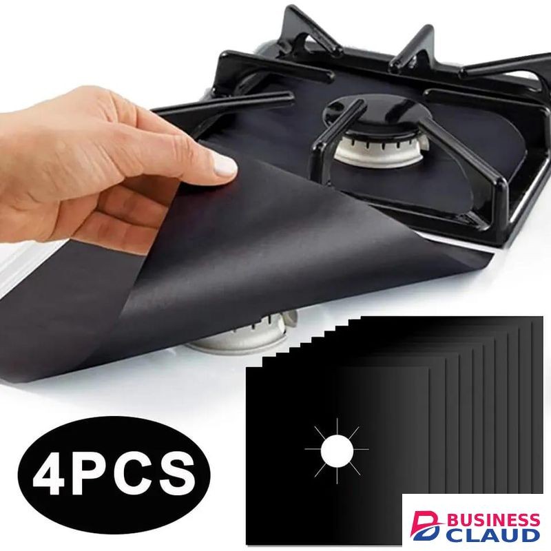 4PCS Reusable Gas Stove Burner Covers – Non-Stick Stove Protector Liners for Kitchen, Easy to Clean, Heat Resistant Stovetop Mats for Gas Cookers and Kitchen Accessories