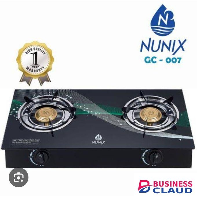 Nunix Strong 2 Burner Glass Top Table Top Gas Cooker