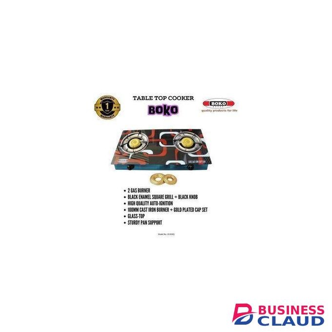 BOKO 2 Burner Glass Top Gas Cooker & Double Burner,