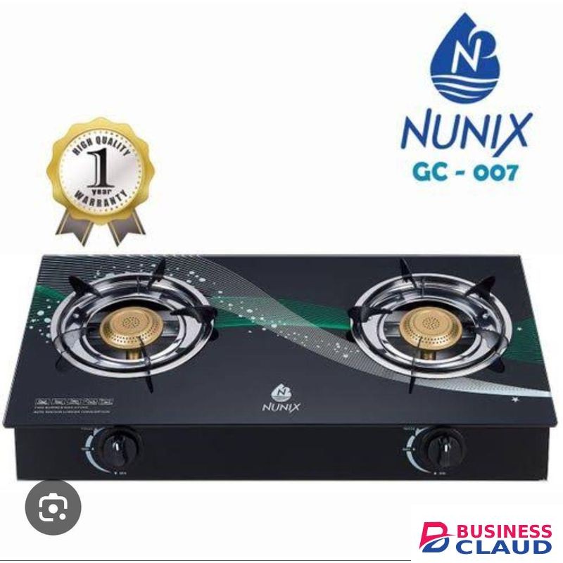 Nunix Strong Double Burner Glass Top Table Top Gas Cooker
