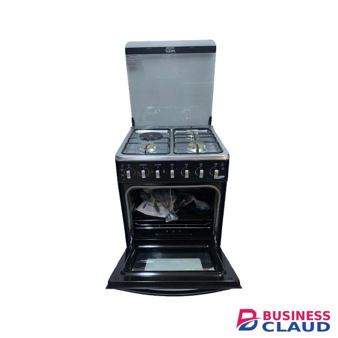 Ecomax Cooker 3 Gas Burners + 1 Hotplate With Electric Oven With Free Gifts 60x60cm Black