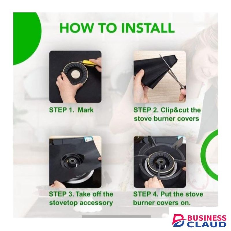 4pc Stove Burner Covers - Gas Stove Protector, Set Top Burner Covers , Non Stick Reusable, Stove Cover, Easy to Clean