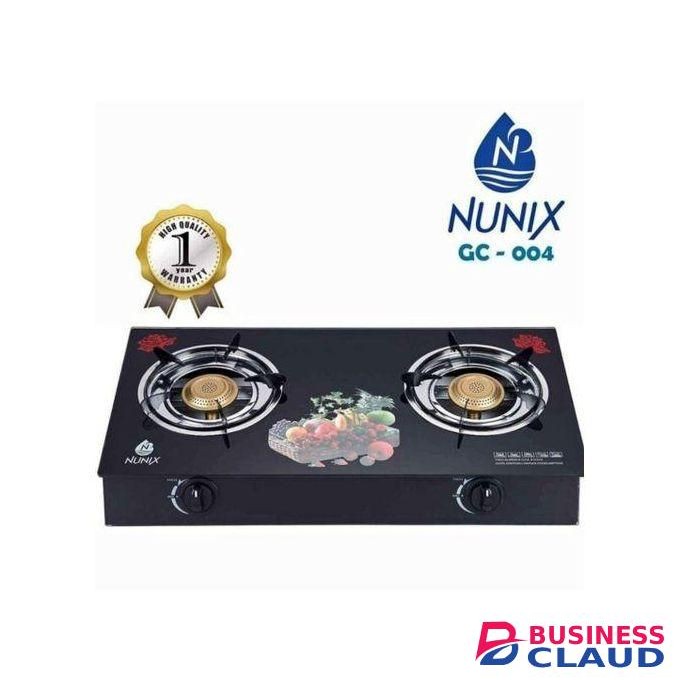 Nunix Glass Top Double Burners Gas Cooker 1yr Warranty