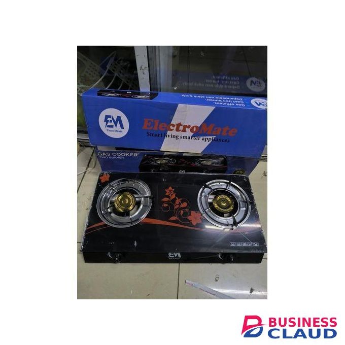 ElectroMate Auto ignition Glass Double Burner Cooker High Efficiency Gas Stove with Tempered Glass Top, Energy-Saving Design, Easy Cleaning and Safe Flame Control