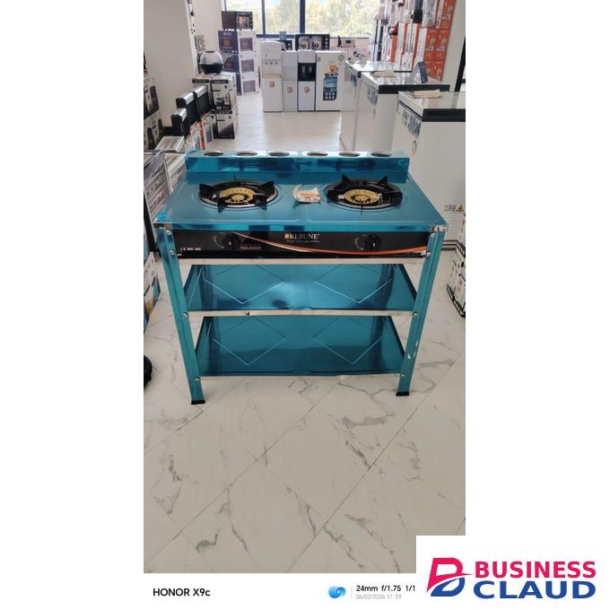 Rebune 2 Burner Gas Stove with Double Shelves