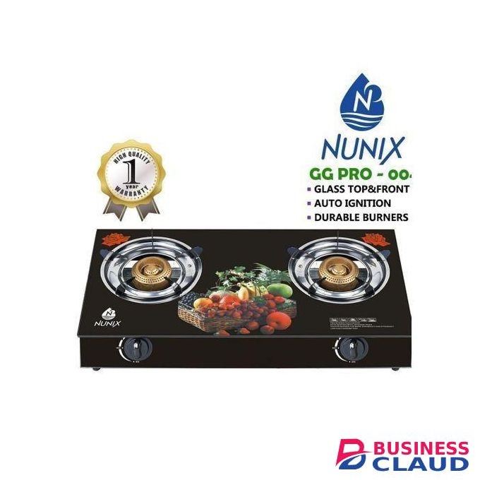 Nunix Share this product Black Friday deal Glass Table Top Double Burner Gas Stove + Pipe & Regulator