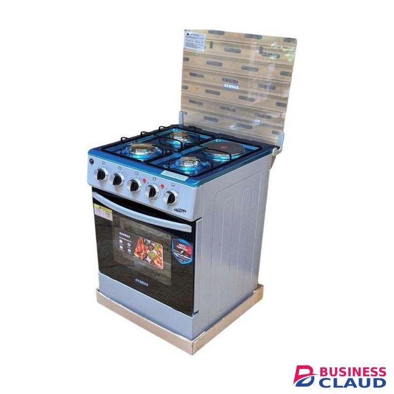 Ecomax Cooker 50x55cm 3 Gas Burners + 1 Hotplate Cooker Silver