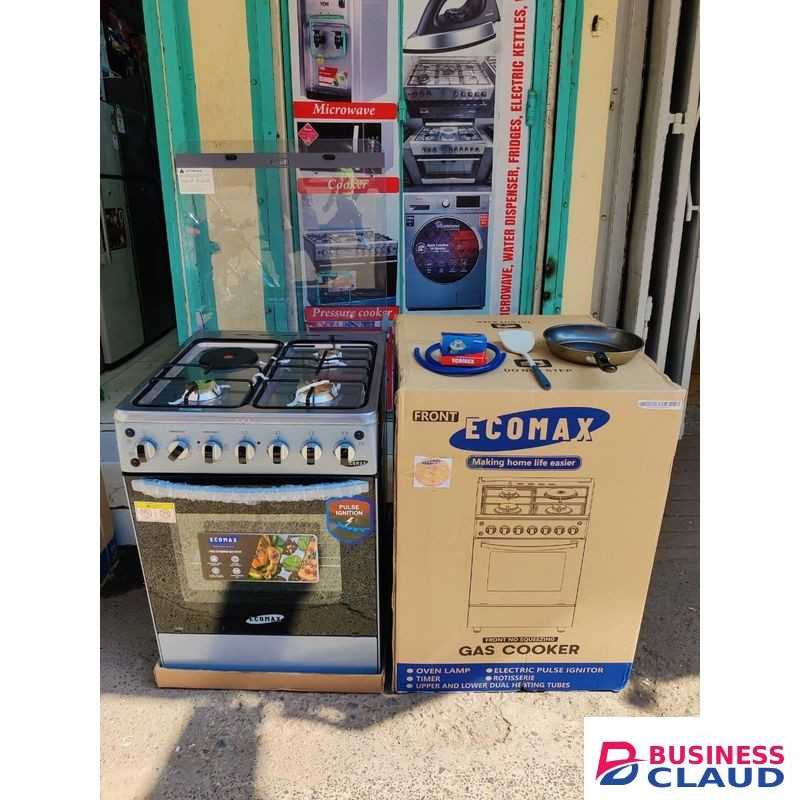 Ecomax 60×60 3G+1E with Electric Oven, Free Gas Pipe, Frying Pan, 13Kg Regulator & Clips
