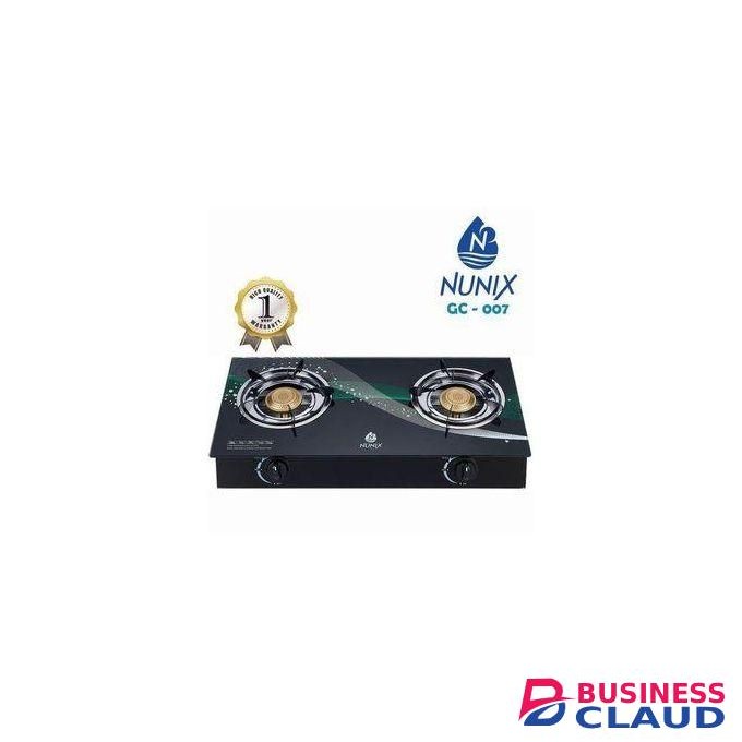 Nunix Glass TOP Table Top TWO Burner Gas Stove -Black