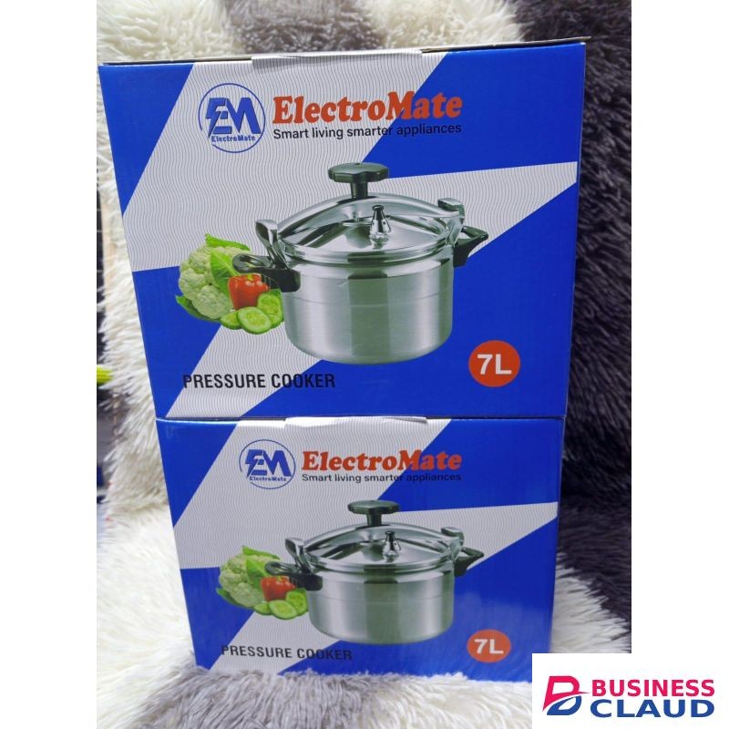ElectroMate 7L Pressure Cooker – Heavy Duty Stainless Steel Cooker for Fast Cooking, Safe Locking Lid, Suitable for Gas & Electric Stoves