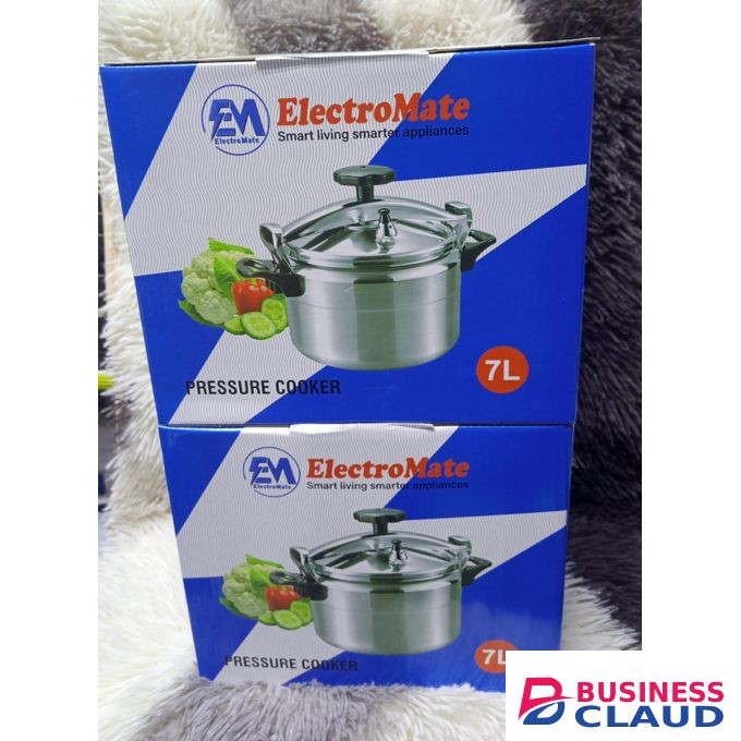 ElectroMate 7L Pressure Cooker – Heavy Duty Stainless Steel Cooker for Fast Cooking, Safe Locking Lid, Suitable for Gas & Electric Stoves