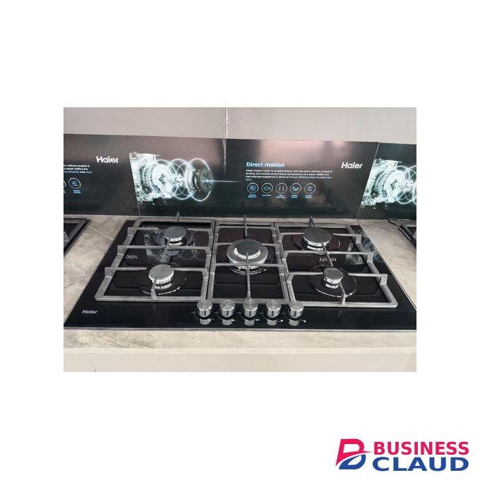 Haier 5- BURNER BUILT-IN COOKER HOB-s775B-PREMIUM 75CM BLACK GLASS GAS HOB 2YRS WARRANTY.