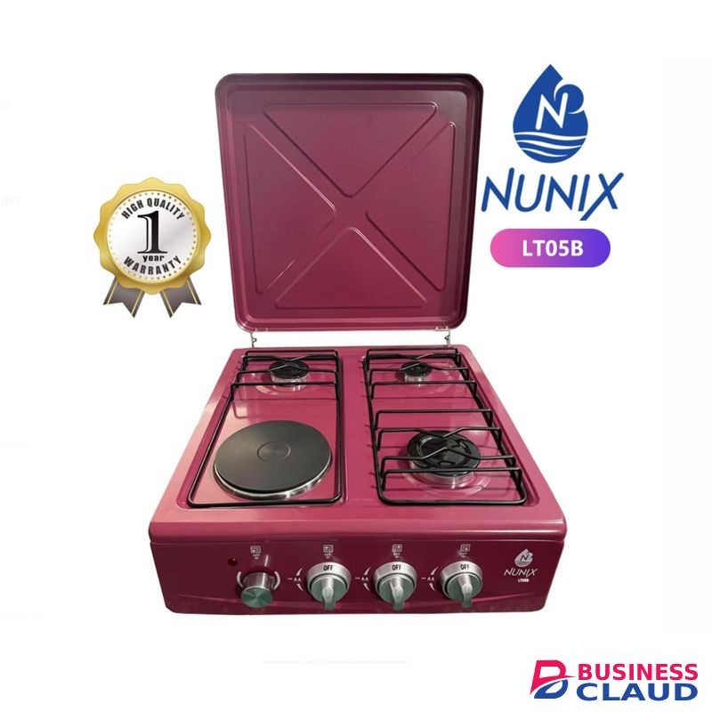 Nunix LT05B 3 Gas + 1 Electric Hot Plate Table Top Cooker