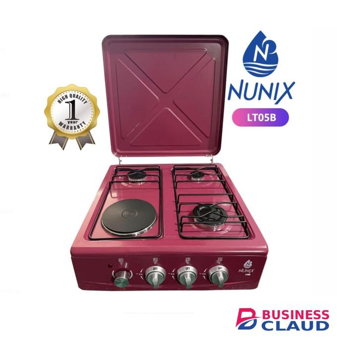 Nunix LT05B 3 Gas + 1 Electric Hot Plate Table Top Cooker