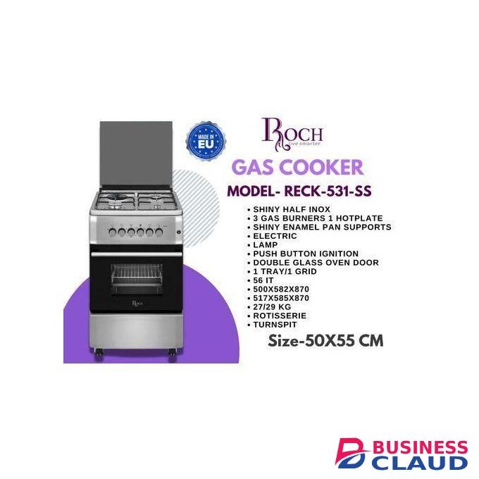Roch 3 Gas Burners + 1 Hotplate Cooker - Silver