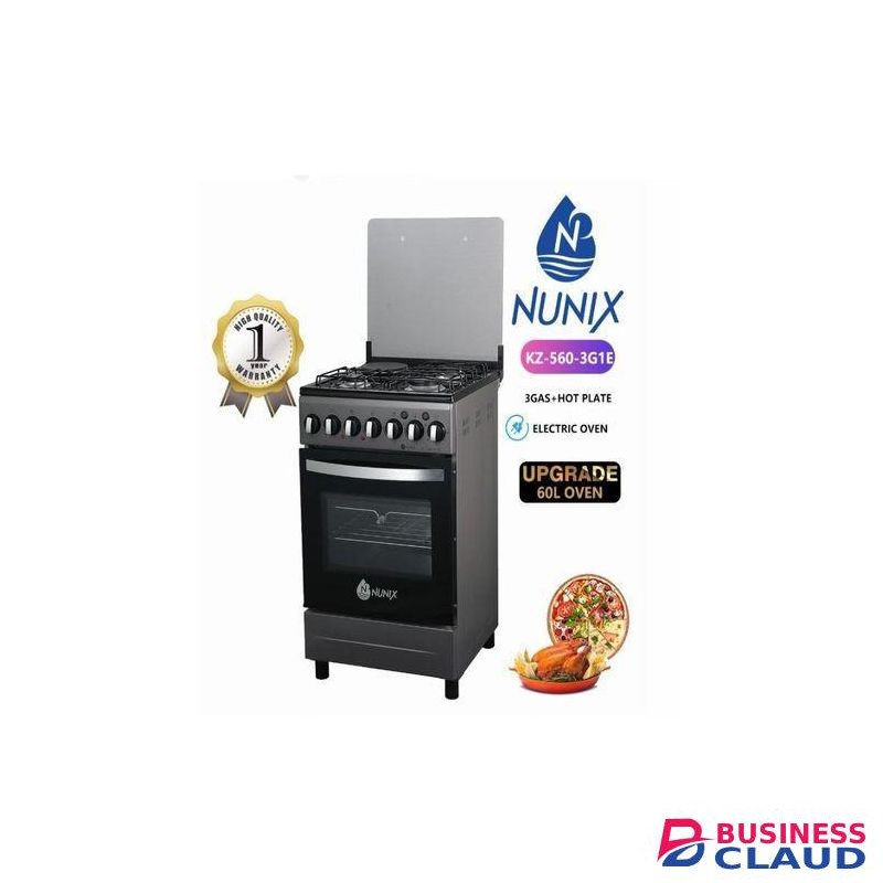 Nunix 3 Gas Burners,1 Electric Plate, Eletric Oven 50*55*84cm
