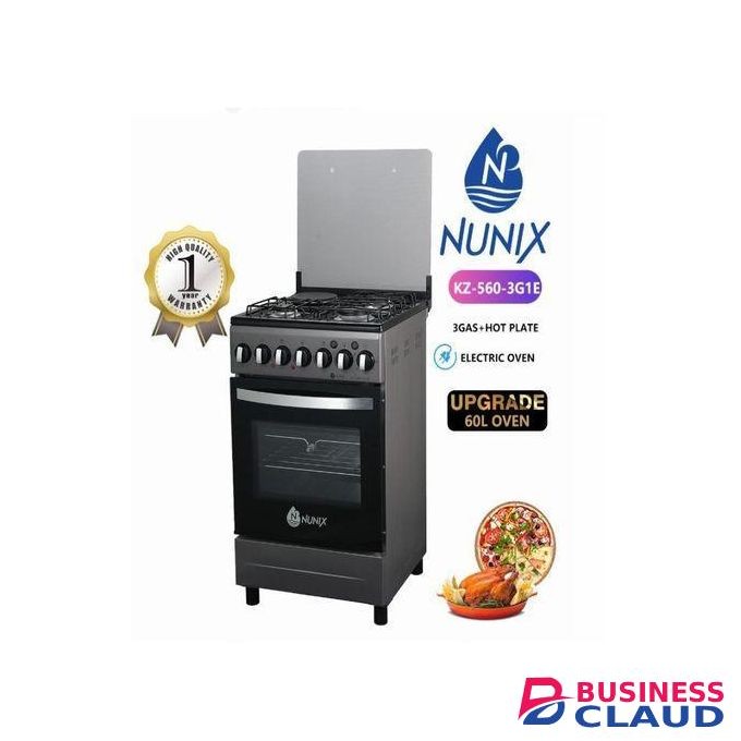 Nunix 3 Gas Burners,1 Electric Plate, Eletric Oven 50*55*84cm