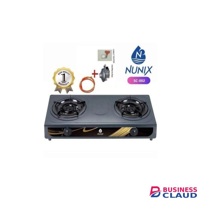 Nunix Stainless Steel Gas 2 Burner Table Cooker With 6kg Accessories