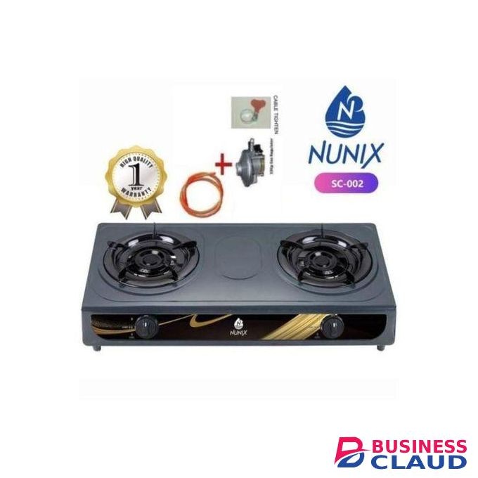 Nunix Stainless Steel Gas 2 Burner Table Cooker With 6kg Accessories