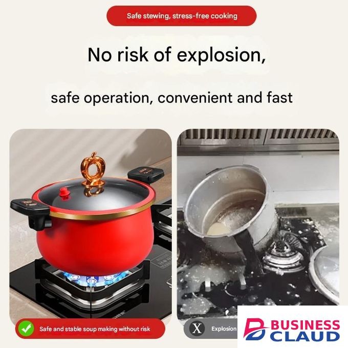 26CM Enamel Micro-Pressure Cooker, Fine Iron and Titanium Ceramic Non-Stick Soup Pot, Stew Pot, Multi-Function Cooking Pot, Gas Universal - Orange