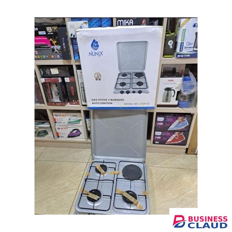 Nunix LT04-02 3G + 1 E Table Top Cooker, Free 1.5M gas Pipe + 6KG Regulator
