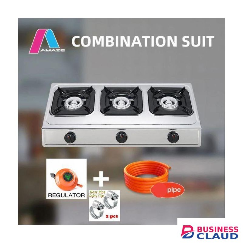Amaze Gas Burner Automatic Ignition Table Top Stainless Steel FREE Gas Delivery Pipe + Gas Regulator