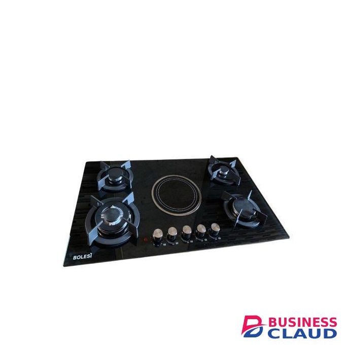 Bolesi 4 gas burners +1 infrared electric with gas sensor and wok burner glass tampered inbuilt gas hod